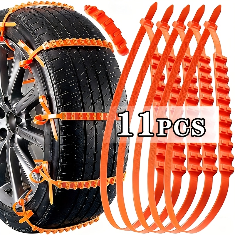 TEMU Universal Car Snow Chains For Cars And Suvs, Durable Anti-slip Tire Traction Chains For Winter, Icy And Off-road , Compatible With Most Vehicle