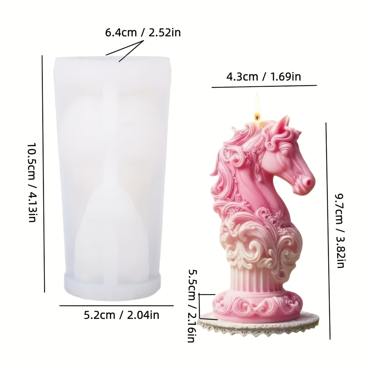 Moule En Silicone En Forme De Cheval Pour Bougies, Résine, Chocolat - Tailles DM46A/B/C, Lavable, Sécurité Alimentaire