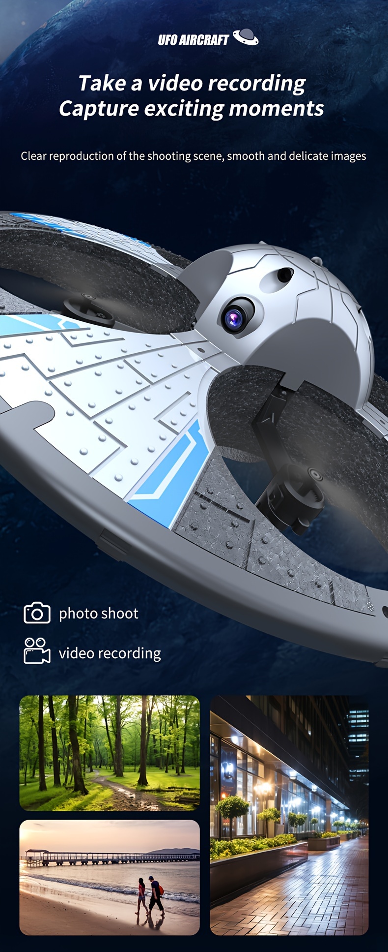 ufo   with two batteries   aerial photography intelligent omnidirectional obstacle avoidance stable   flight 360 degree rolling colored lights and foam four   Product details 6