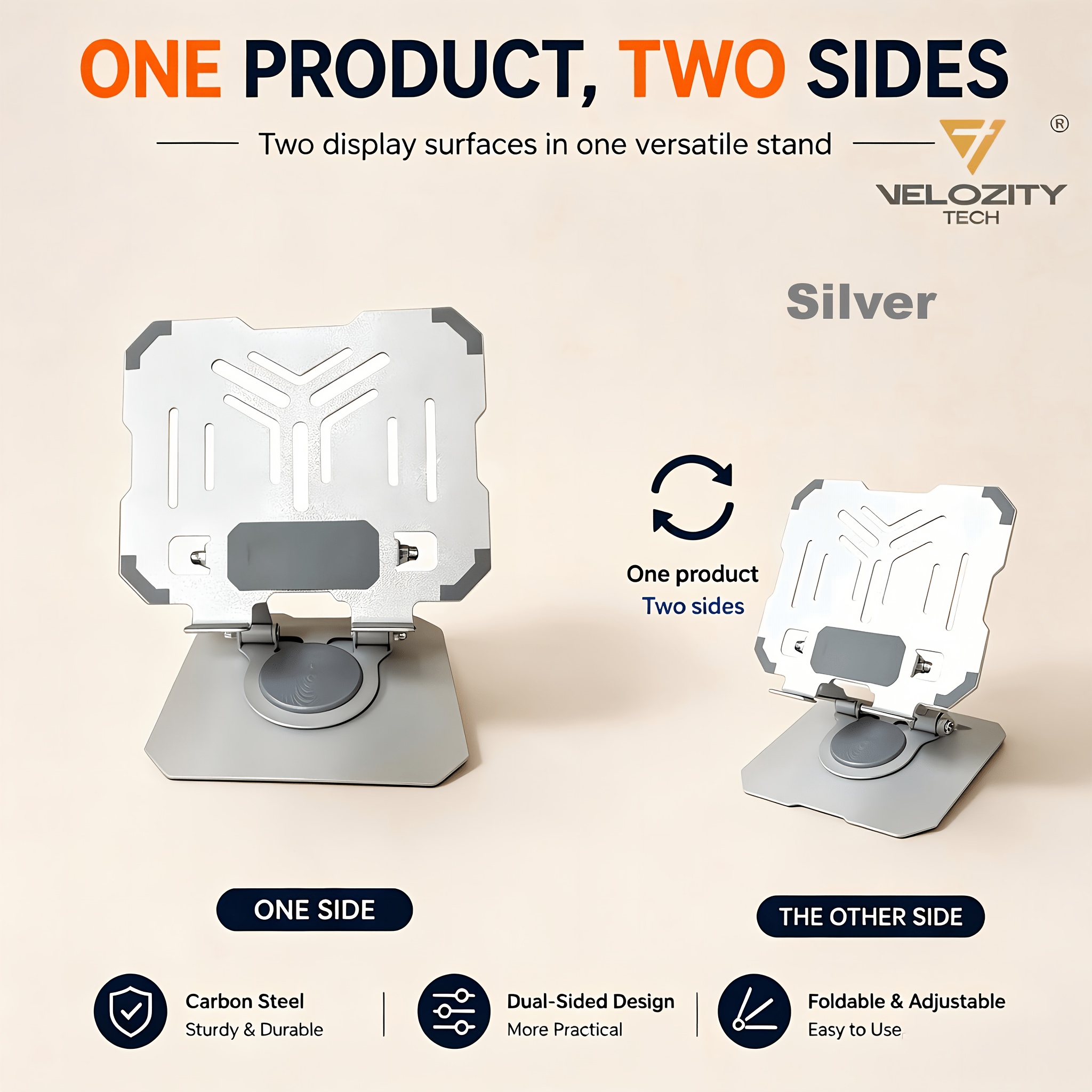TEMU 360 Degree Rotating Metal Tablet Stand For Desk, Full Metal Construction, Heavy Duty Adjustable Foldable Holder, Compatible With Ipad Pro, Air,