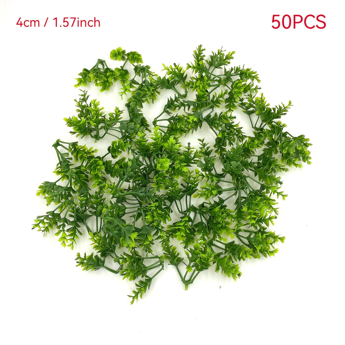 Image of Set Of 50 Small Fake Plants Made Of Plastic, Featuring 4 Branches That Mimic Water Grass, Perfect For Enhancing Miniature Landscapes And Festive Home Decor