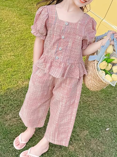girls 2pcs summer outfit set 2025 new style kids mosquito proof wide leg pants trendy summer outdoor clothes for influencer girls outdoor
