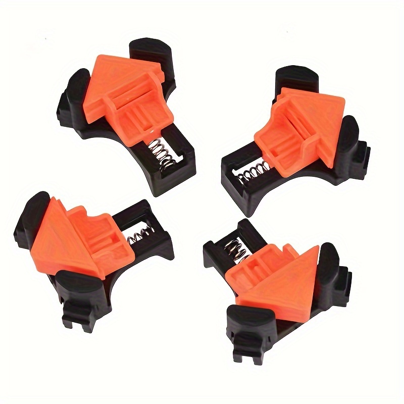 4 piezas de abrazaderas de ángulo de 90 grados de agarre rápido, juego de abrazaderas para carpintería con resorte ajustable, material plástico duradero, ideal para carpintería, ensamblaje de gabinetes y enmarcado de cuadros - Regalo perfecto para Navidad