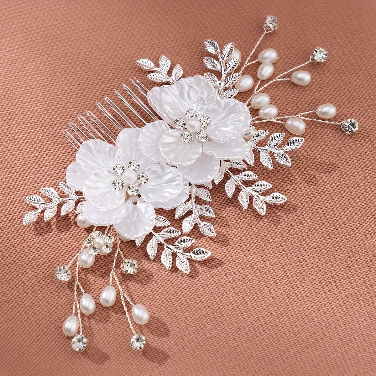 porcelain flower leaf hair comb 3d embossed headpiece