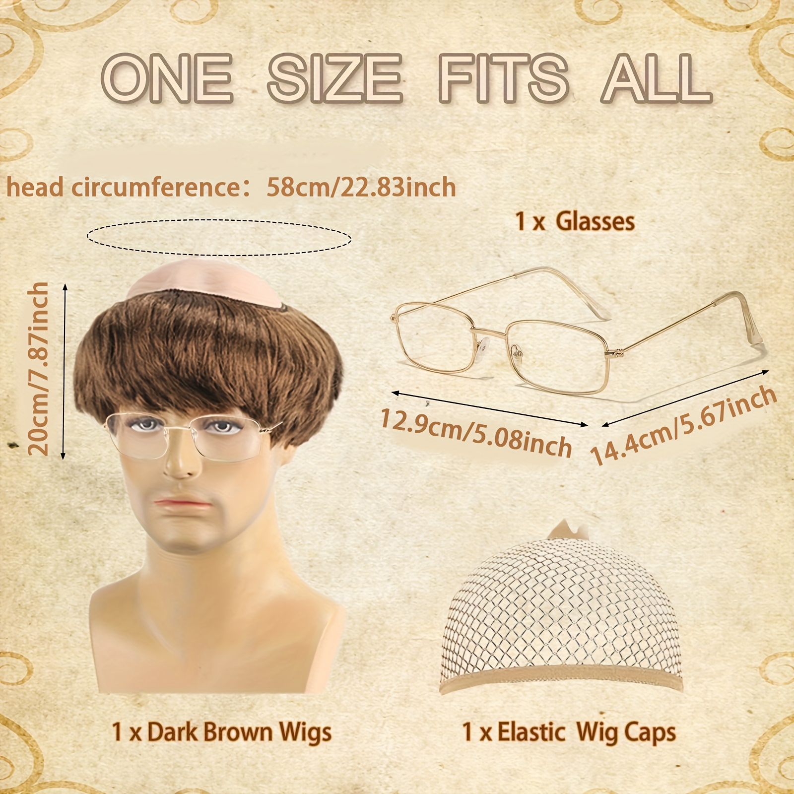 3pcs bald head cap funny wig adults men women latex bald wig