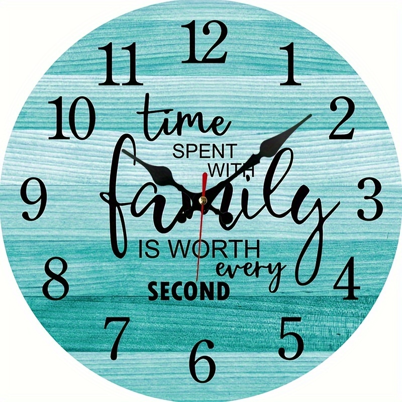 

1pc Wooden Wall Clock, "time Spent With Family" Quote Design Wall Clock, Silent Clock, For Living Room Bedroom, Room Decor, Home Decor, Kitchen, Office Decor, Mother's Day School Season Spring Decor