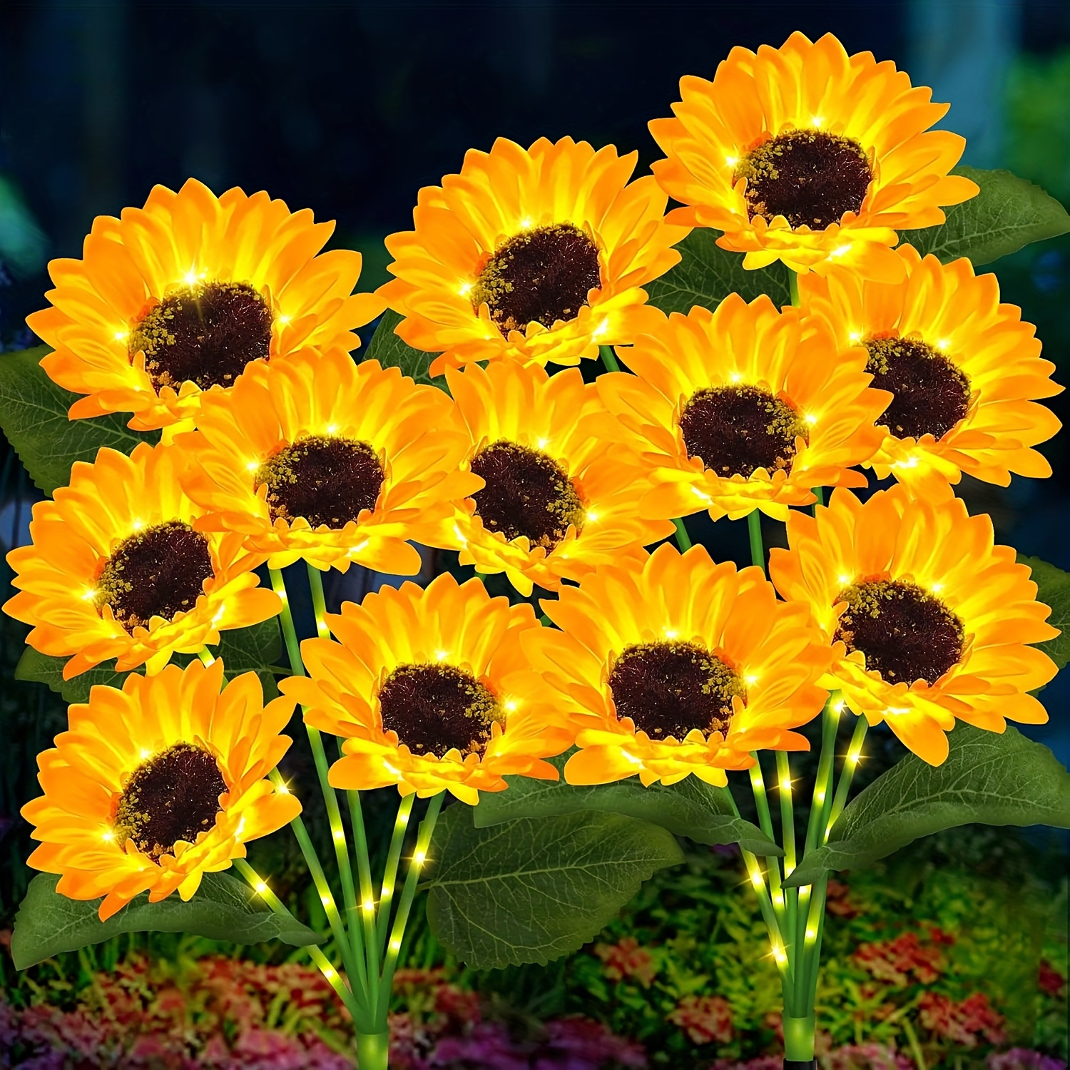 Solar Garden Lights Outdoor, 1pack/2pack Sunflower Solar Lights For Outside With Sunflower, Bright Led Solar Powered Outdoor Lights For Yard Pathway Garden Holiday Christmas Decorations