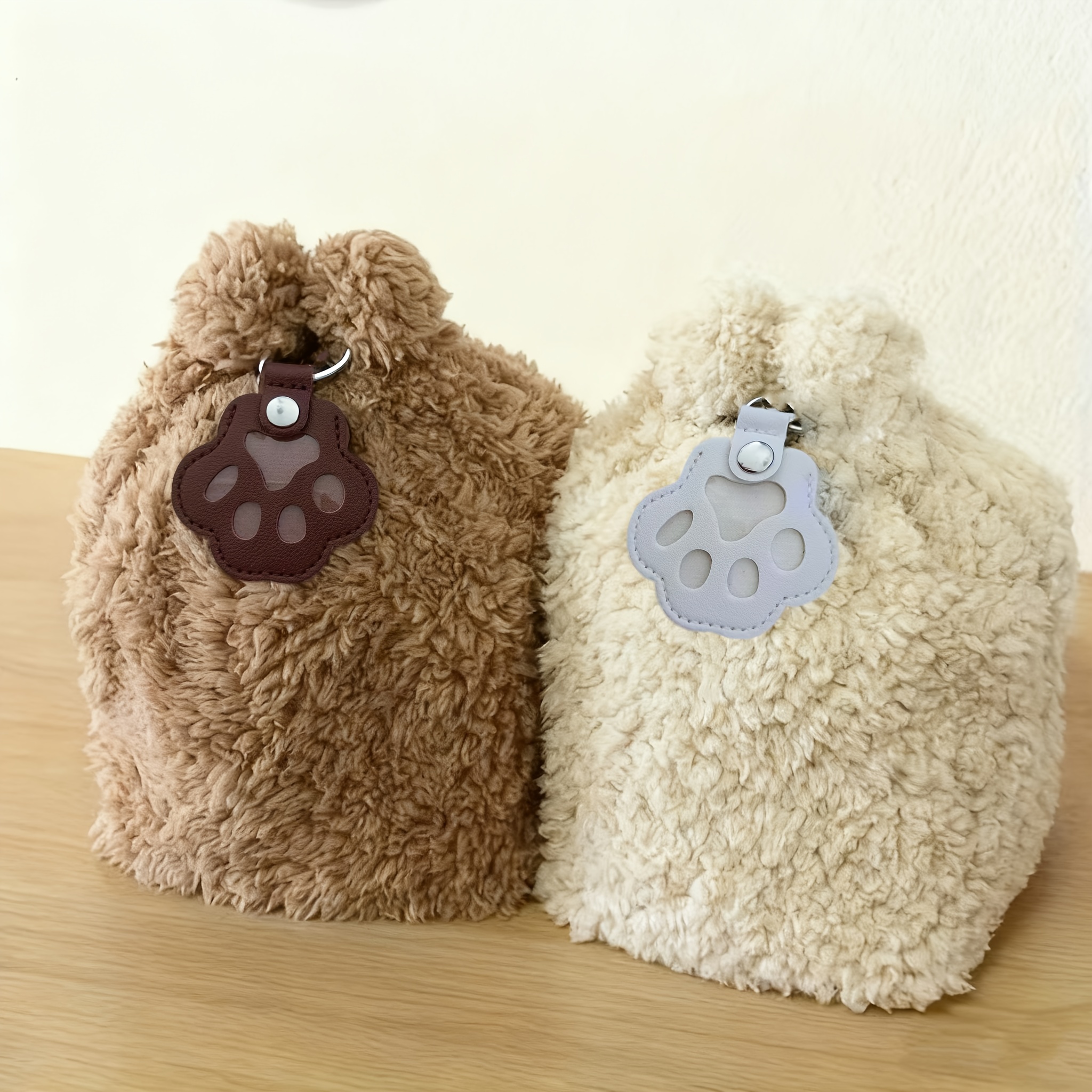Image of 2pcs Never-fading Love! Pet Memorial Keychain Set | Innovative Pu Fur Storage Pouch | Forever Cat And Dog Fur | Owner's Keepsake Gift Pendant | Unique Eternal