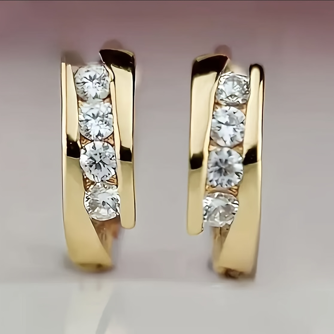 Image of 1 Pair Of Elegant -shaped Earrings With Shiny 3a Zirconia - Nickel-free Copper, Perfect For Weddings, Engasynthetic Gemstoneents And Everyday, Lovely Earrings