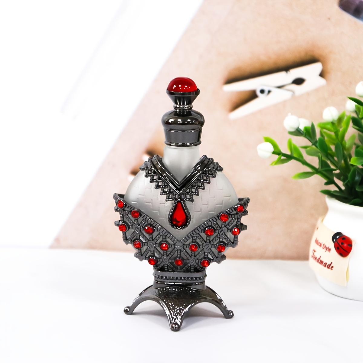 TEMU 10ml Middle Eastern Style Glass Perfume Bottle With -filled Neck - Refillable & Essential Oil Dispenser, Elegant Rectangular Oil Perfume