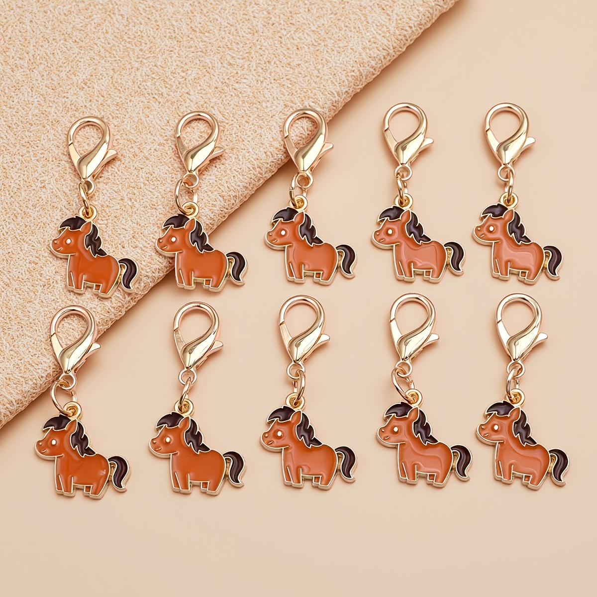 TEMU 10pcs Little Pony Keychains With Lobster Clasps, Animal Pendant Key Rings, For Bag/zipper/shoe Decoration, Birthday, Christmas, Valentine's Day,