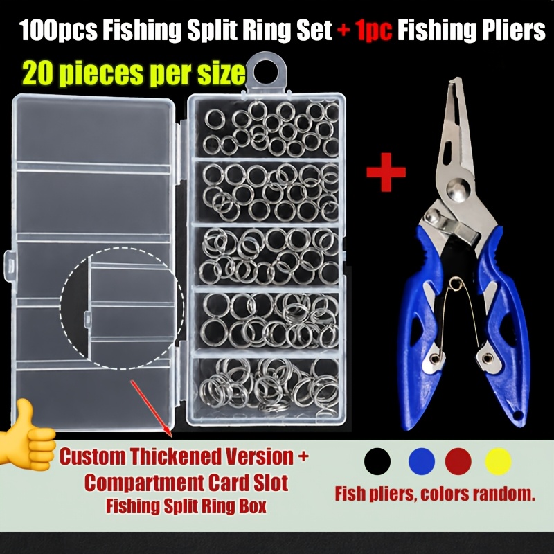 Image of 100pcs/200pcs High Strength Stainless Steel Split Ring, Lure Connector With Fishing Pliers, Random Color Fishing Pliers