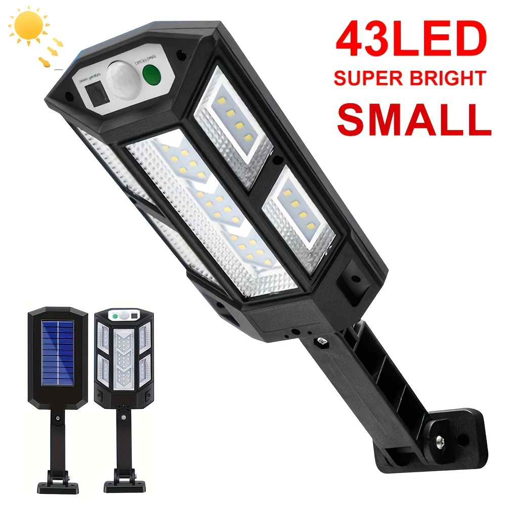 TEMU Lampe Murale Solaire 43 LED avec Détecteur de Mouvement Extérieur, Projecteur de Sécurité Solaire Fil avec Support Réglable et Éclairage , Idéal