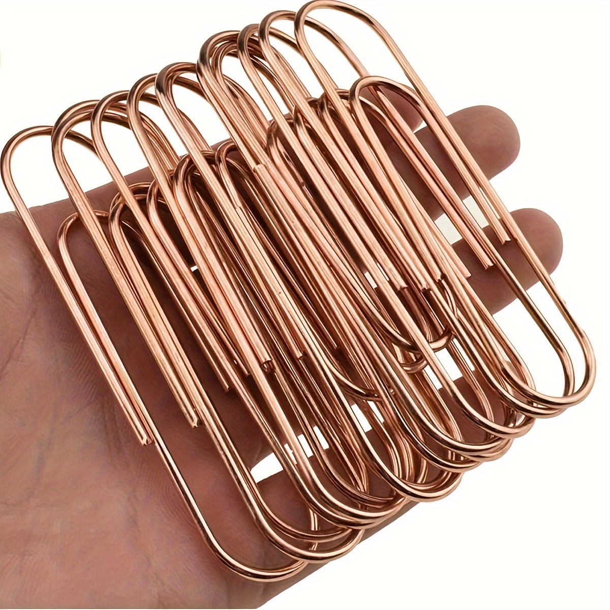 

12-pack Heavy-duty Iron Jumbo Paper Clips, Secure Clamping For Home Office School, Rust-proof & Reusable - 4-inch, Rose Golden