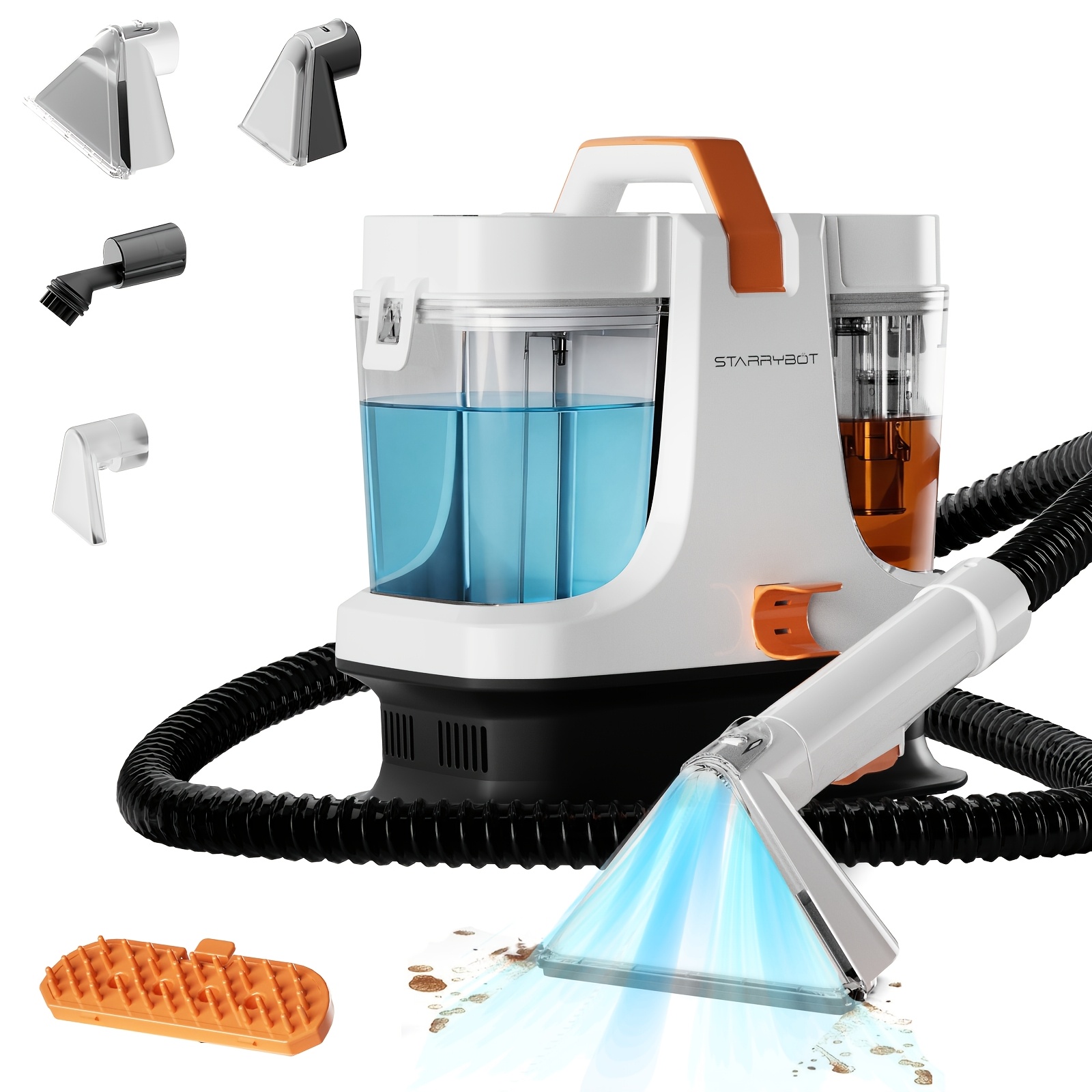 TEMU Starrybot 500w Portable Carpet & Upholstery Cleaner Machine, 35kpa Professional Spot & Stain Remover For Pets, Powerful Suction Handheld Couch