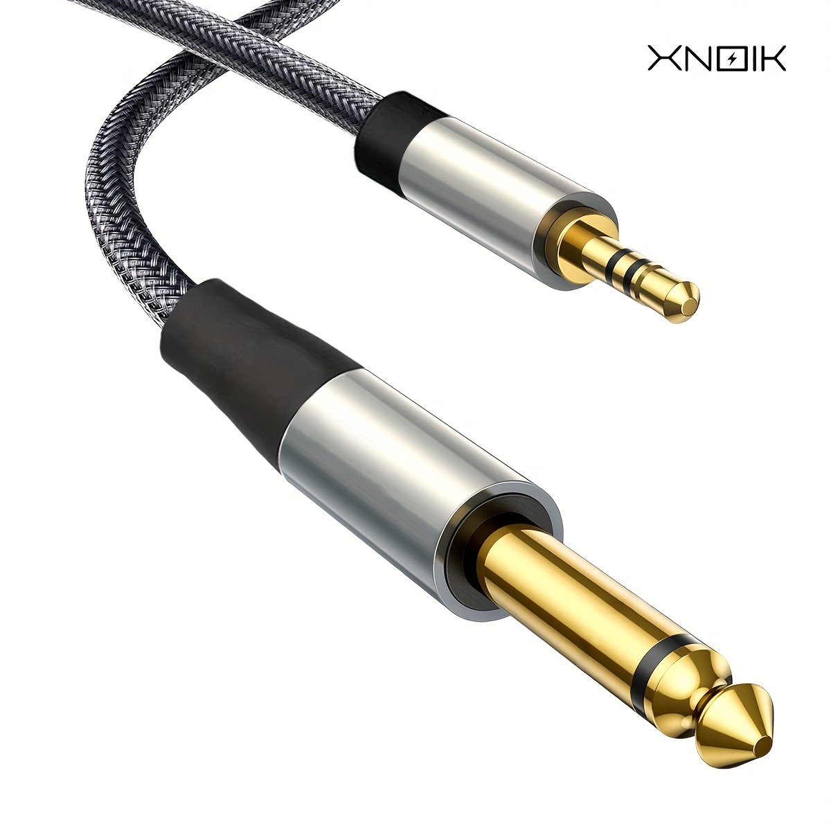 larawan ng item 1/8 to 1/4 stereo cable 3.5mm ts to 6.  audio cable guitar to aux male cord na may   alloy housing at nylon braid para sa guitar, laptop, home theater devices, speaker at amplifiers 6.6ft, ideya sa regalo sa  