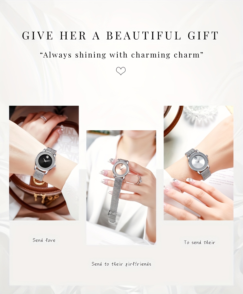 CHRONOS Women's Fashion Classic Versatile Watch, Stainless Steel Braided Strap Trendy No-Second-Hand Design, Exquisite Compact Light Luxury Party Quartz Watch, Business Travel Ladies Watch, Holiday Gift Watch, Elegant and Gorgeous Women's Wristwatch