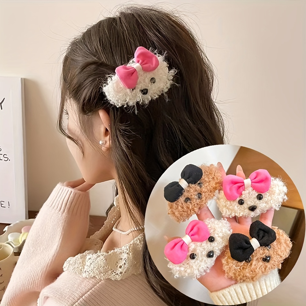 

2pcs Bow Dog Hair Clips, Fluffy Plush Warm 3d Dog Hair Clips, Cartoon Style Casual Leisure Hair Accessories Props Birthday Gifts, Halloween Gifts, New Year Gifts, Christmas Gifts