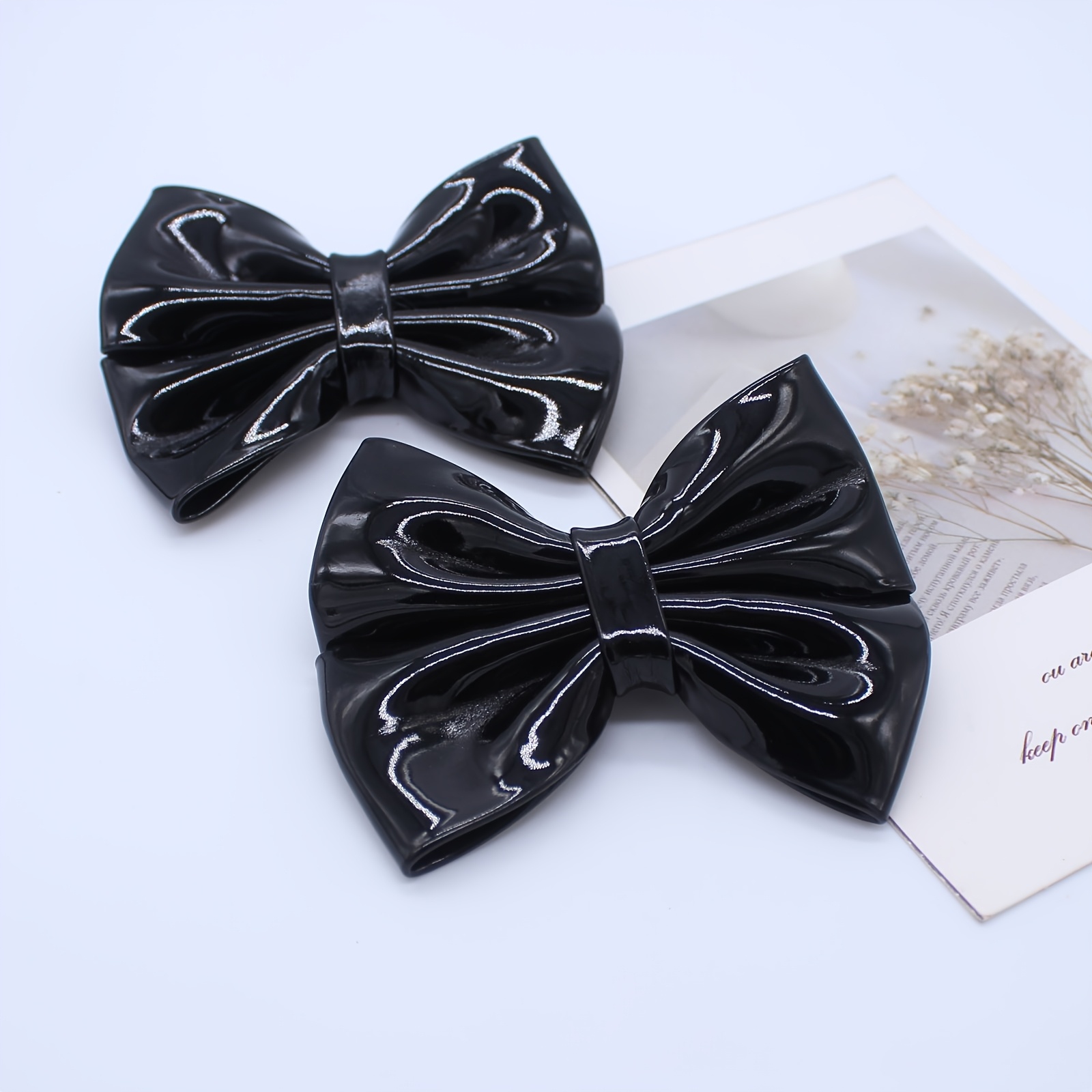 TEMU Patent Leather Double Bow Shoes Shoe Flowers Shoe Decorations Shoes With Detachable Accessories Shoe Decorations In Multiple Colors A Pair Of 2