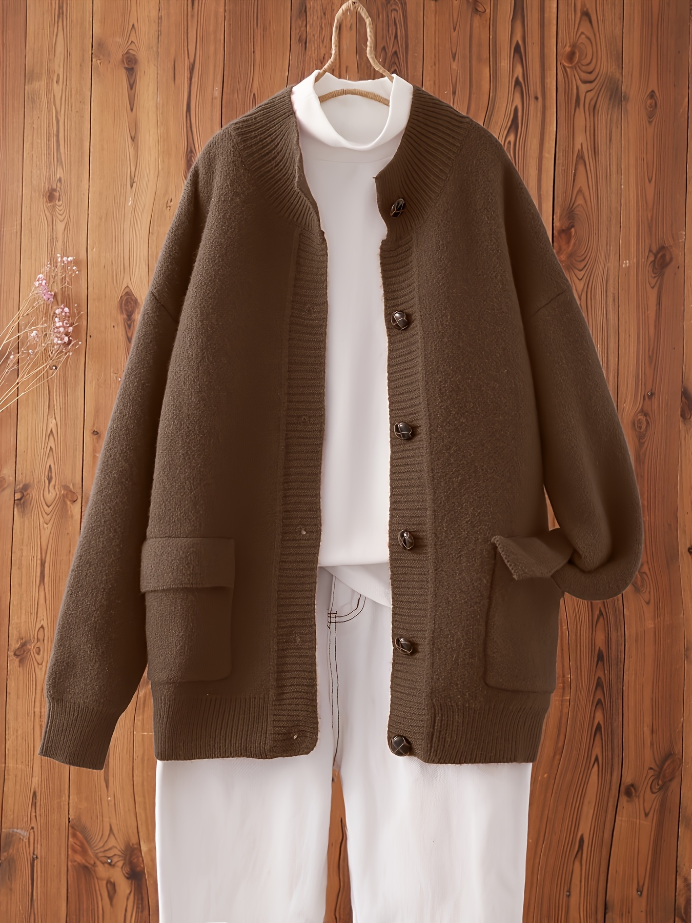 Knit Cardigan Outfit Women's Dark Brown Cardigan Women'S