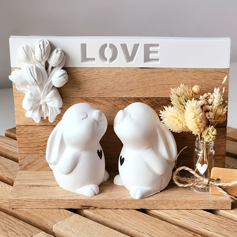 

Diy Cute Bunny Silicone Mold For Epoxy Resin, Plaster & Concrete - Handmade Candle Making Kit For Valentine's Decor