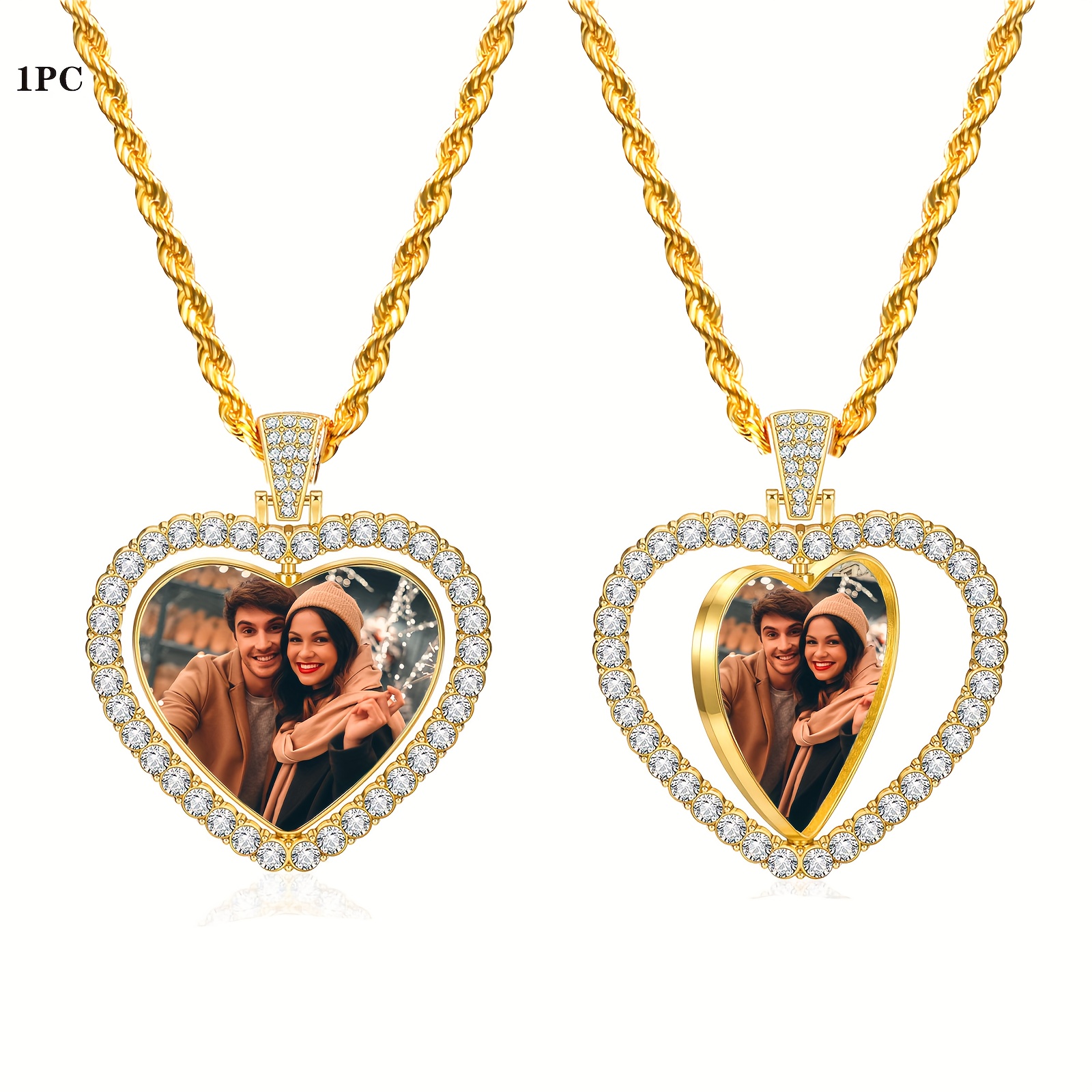 TEMU Personalized Photo Necklace - Custom Pendant Jewelry With Your Own Picture, Elegant Chain For Valentine's, Anniversary, Wedding, Birthday - Gift