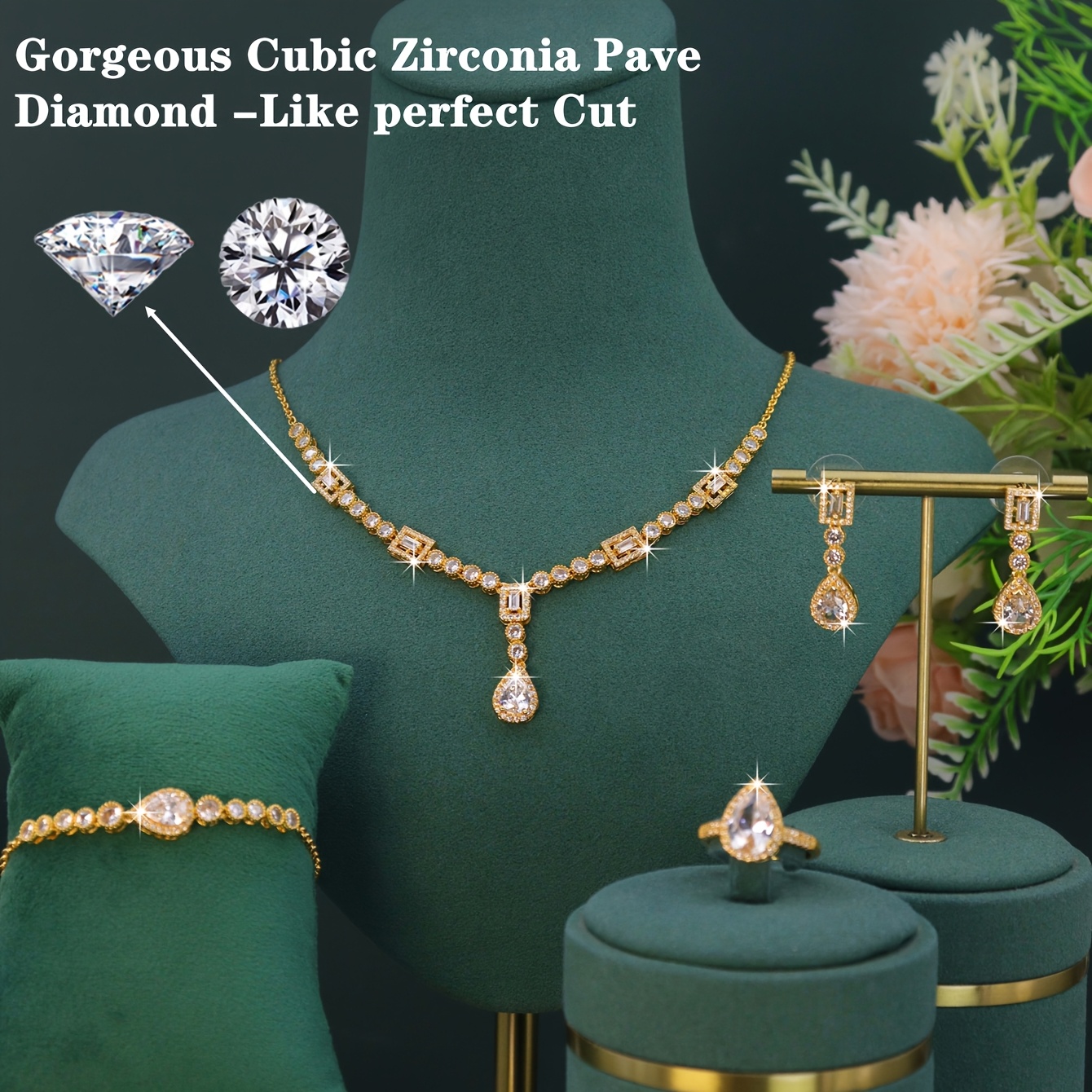 5pcs 18K Golden Plated Royal Style Wedding Set — Elegant Gift
