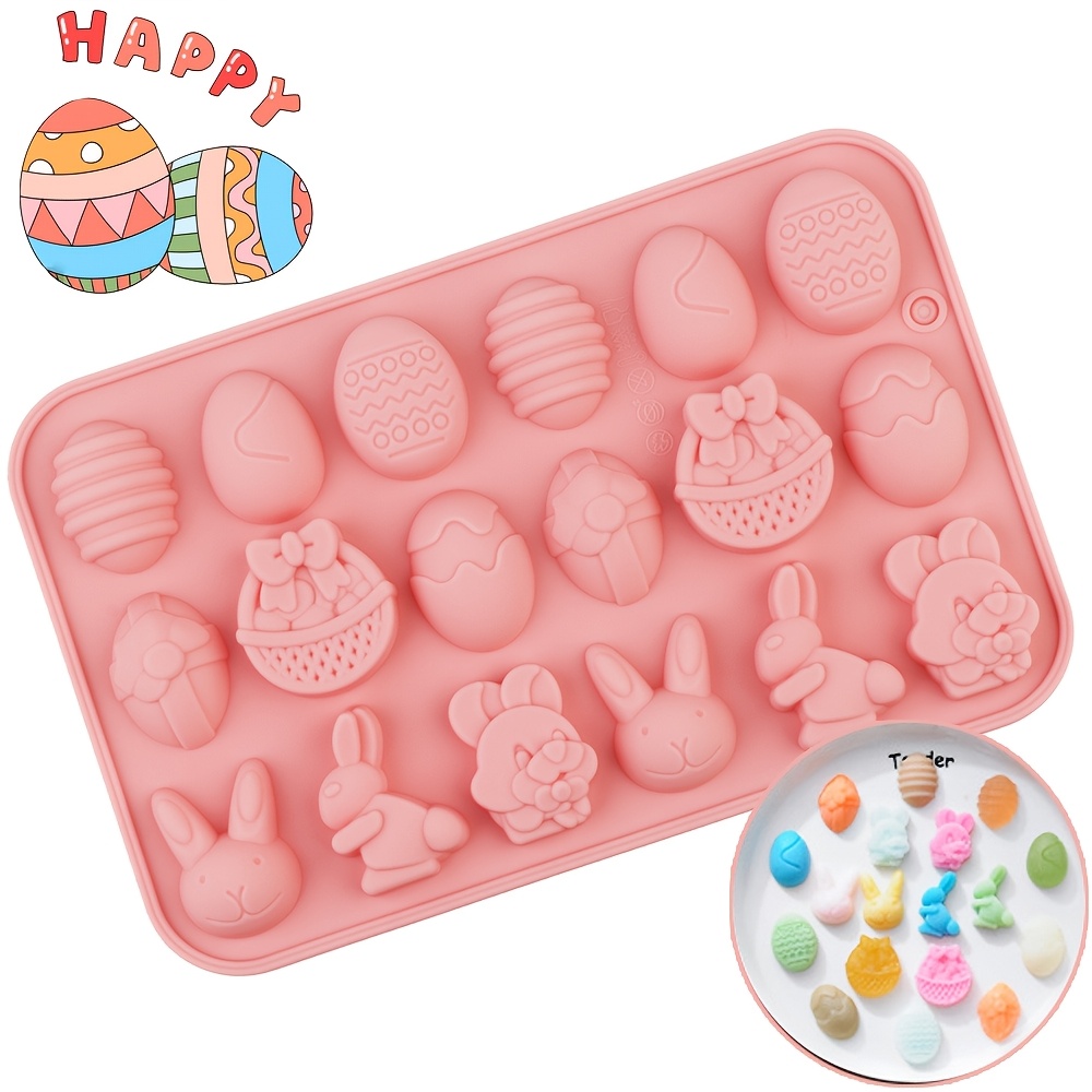 

Ensemble de moules en silicone pour Pâques, 1 pièce BPA pour chocolat, bonbons, pâtisserie - de lapin, œuf, panier pour décorations de gâteaux et glaçons