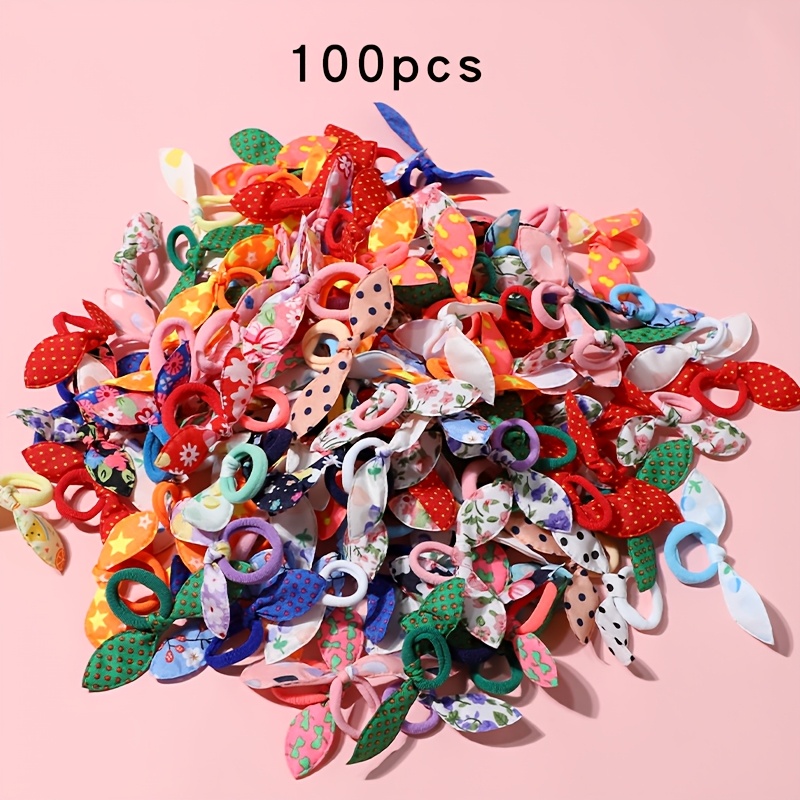 Image of 10/30/50/100pcs Candy-colored Cute Hair Ties, Mixed Colors Decorative Hair Ropes, Bun Bands, Hair Bands, Hair Clips, Elastic Bands, Accessories, Headwear