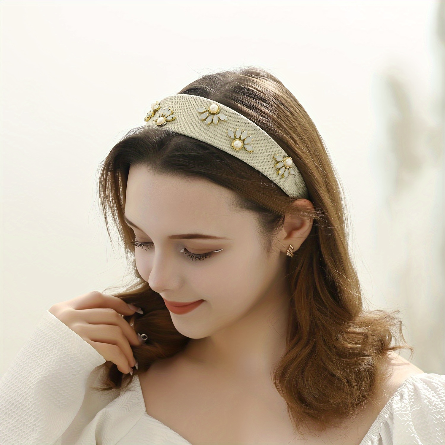 Golden Faux Pearl Decor Headband For Women Girls - Temu