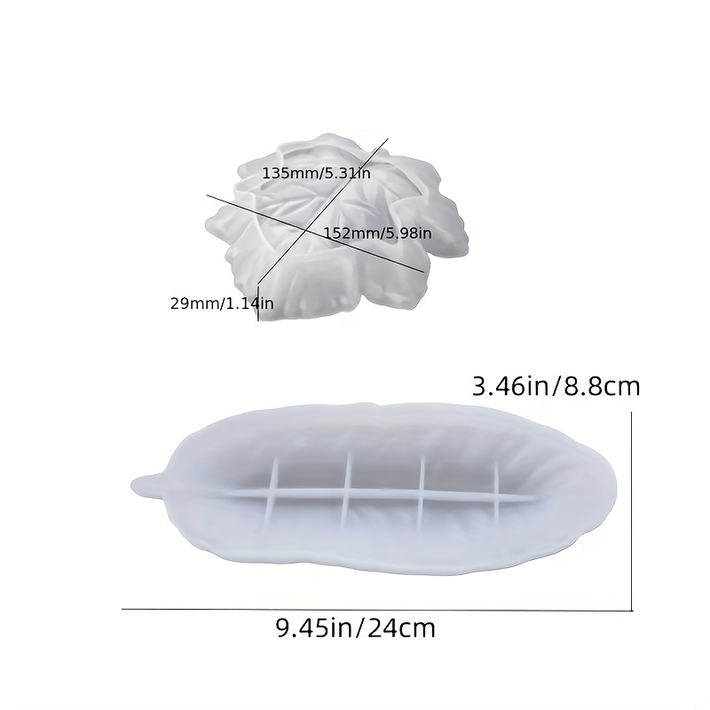 Image of Resin Casting Molds 2pcs Feather And Leaf Maple Leaf Dish Storage Tray Home Desktop Atmosphere Decoration Holiday Gift Resin Plaster Handicraft Gift Silicone Mold Resin Silicone Jewelry Mold