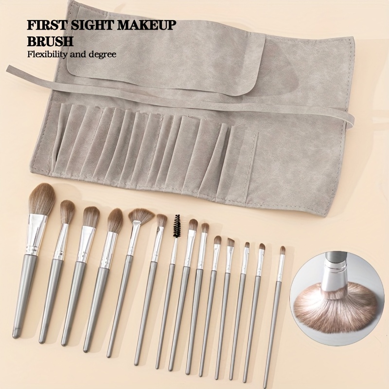  set of 14 makeup brushes with soft bristles including powder blush and foundation brushes beginners details 4