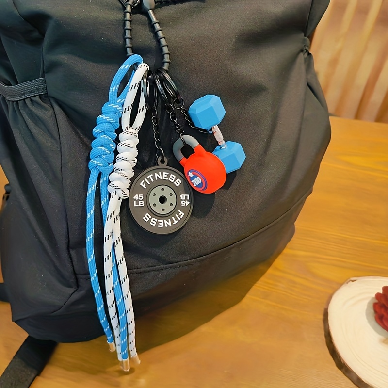 TEMU Llavero de Gimnasio con Cuerda, Nuevo Colgante de Moda para Bolsos, Pesas y Kettlebells, Adorno para Bolsos