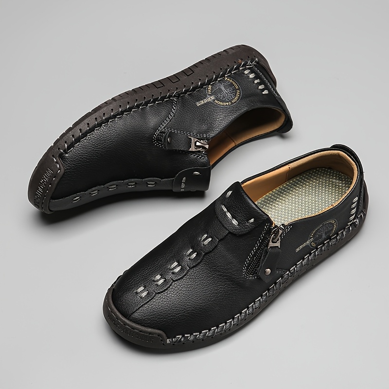 Women's Handmade Casual Loafers, Comfortable Sneakers with Zipper Closure
