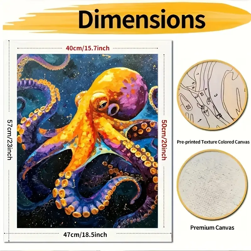 TISHIRON Schilderen Op Nummers – Octopus Op Canvas, 40x50 Cm, Set Voor Volwassenen En Beginners