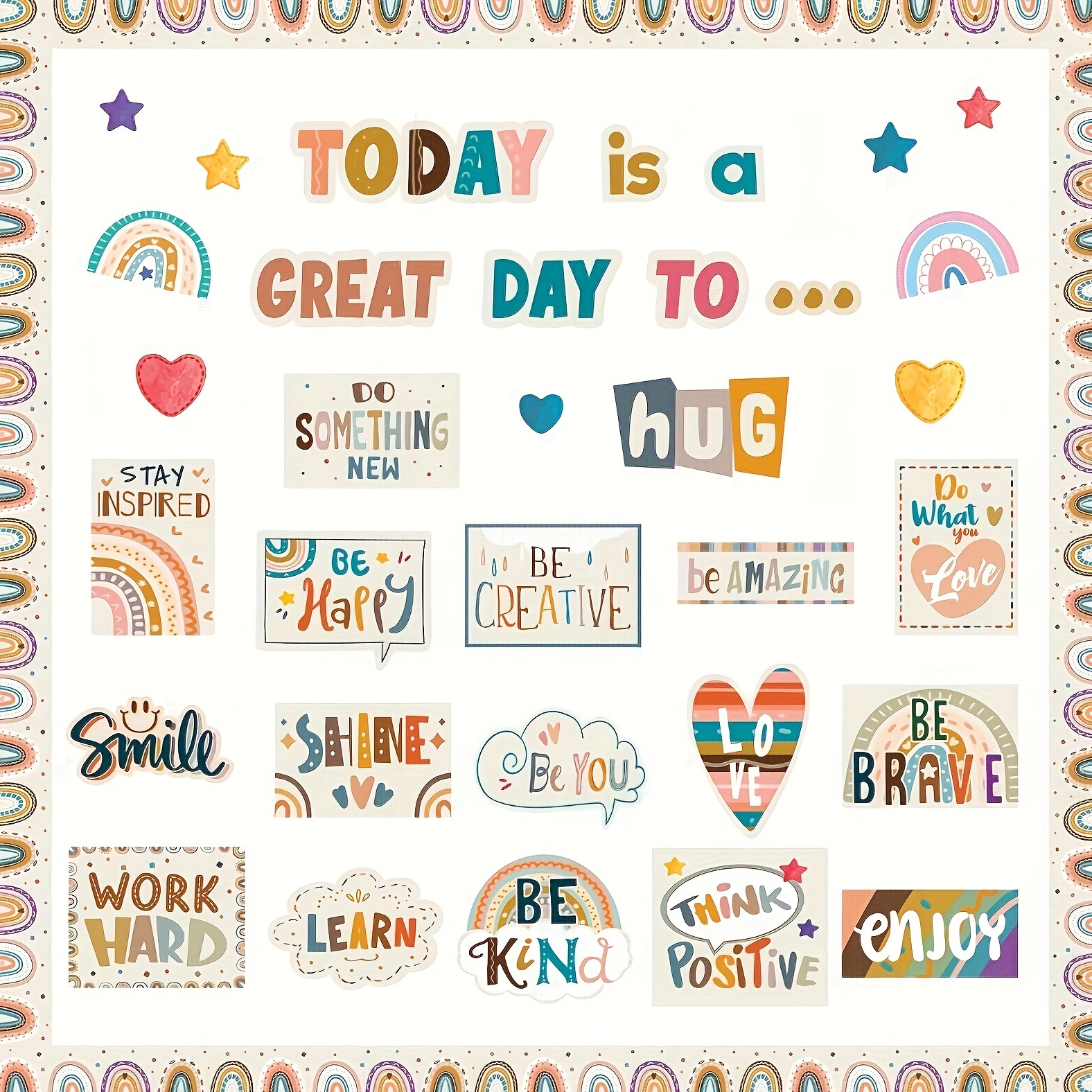 

Today Is A Great Day Bulletin Board Set Boho Rainbow Inspiration Classroom Decor For Teachers Positive Affirmations Accents Motivational Cutouts For Class School Bulletin Board Decoration Supplies