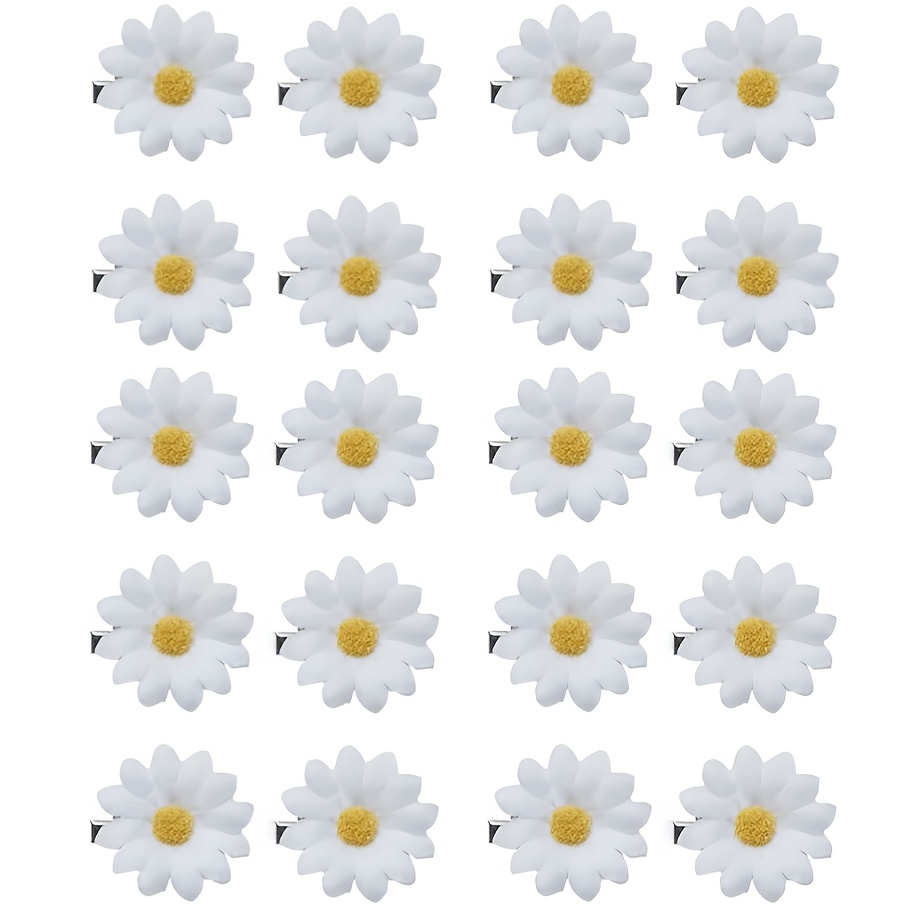 TEMU 20pcs Cute And Fresh Mini Sunflower And Daisy Hair Clips, Bang Clips, Hair Clips, Artificial Flower Side Clips, Hair Accessories
