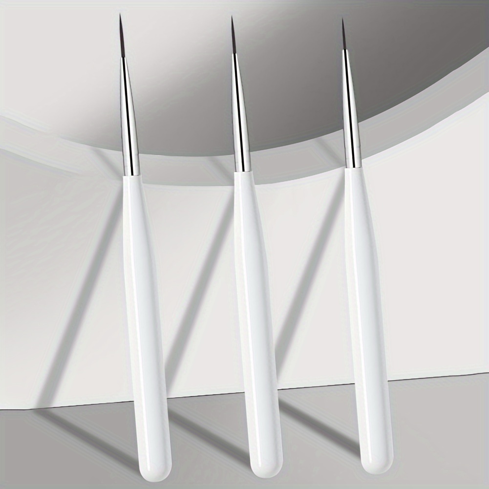 

3pcs Nail Art Brush Set - Professional Acrylic & 3d Gel Design Tools, Paraben-free For Use