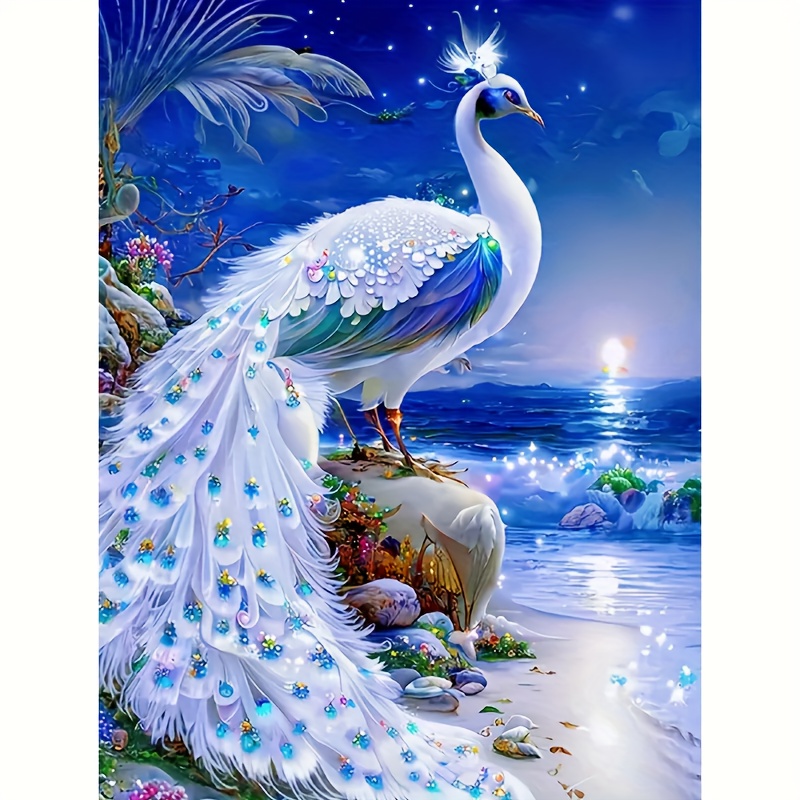 

5d Diamond Painting Kit For Beginners With Peacock Theme, Full Drill Diy Animal Diamond Art, Round & Square Acrylic Rhinestones, Home Office Wall Decor, Gift Idea