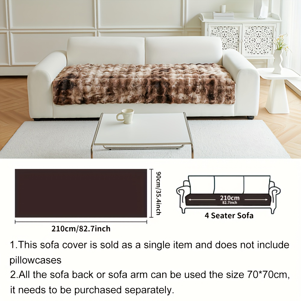 TEMU 1pc Gradient Artificial Rabbit Plush Autumn And Winter Thick Sofa Cushion, Warm And Comfortable Anti Slip Sofa Cushion Cover, Simple And , Pet