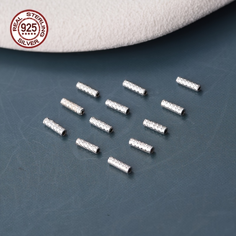 30pcs Pure Silver Round Tube Beads for DIY Jewellery Making
