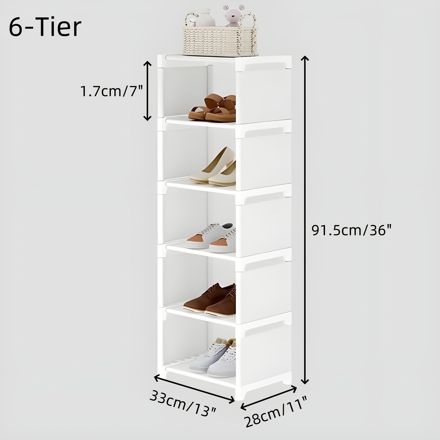 Minimalist Vertical Shoe Rack, Adjustable Height Storage Organizer, Space- Shoe Shelf For Home Entryway, Easy Footwear Storage Unit, 7-tier And 8-tier Options