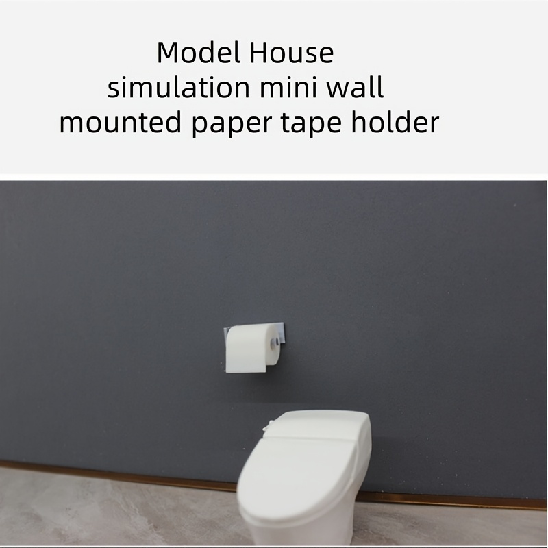 

1pc Mini Wall-mounted Toilet Paper Roll With Holder, 1:12 Scale Dollhouse Bathroom And Toilet Decor, White Plastic Simulation Accessory