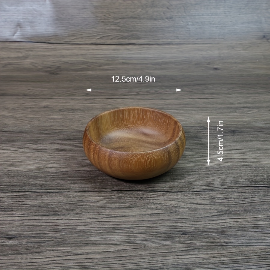 1pc Solid Wood Whole Wood Carved Round Bowl Natural Wood Large Bowl Restaurant Anti-scald Insulated Salad Bowl