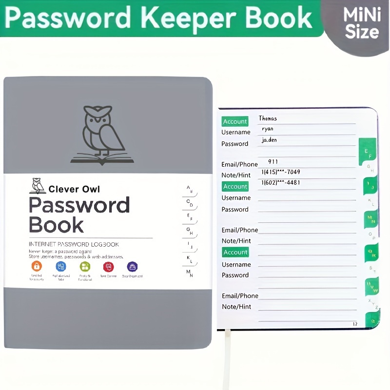 

A6 Size Internet Password Organizer Notebook - Alphabetical Tabs, Password Keeper, Address Section, Ideal For Seniors & Office Use