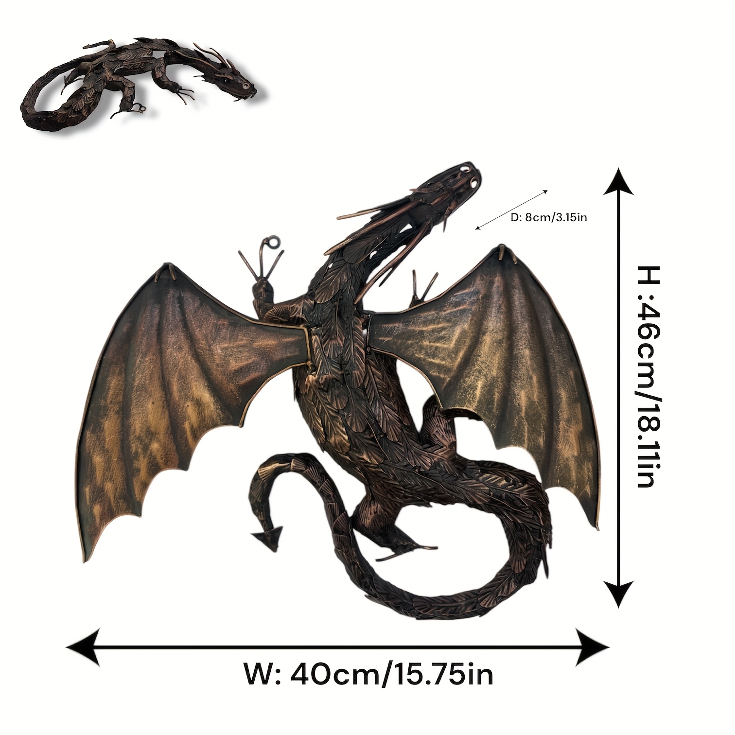 Image of A Retro -shaped Ornament, The Classic Western Dragon Shape, Bronze Color, And Exquisite Retro Make This Handicraft Very Suitable For Decoration In Outdoor Or Indoor Occasions