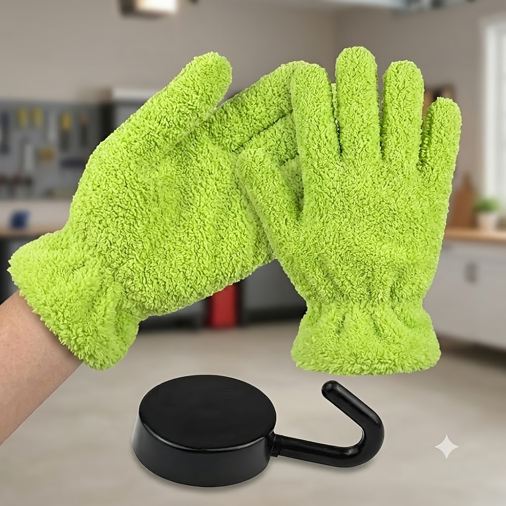 TEMU 3pcs Set: 2 High-density Microfiber Dusting Gloves   Multi-functional Hook - Elastic, Breathable Cleaning Gloves, Suitable For Cars, Boats, Rvs,