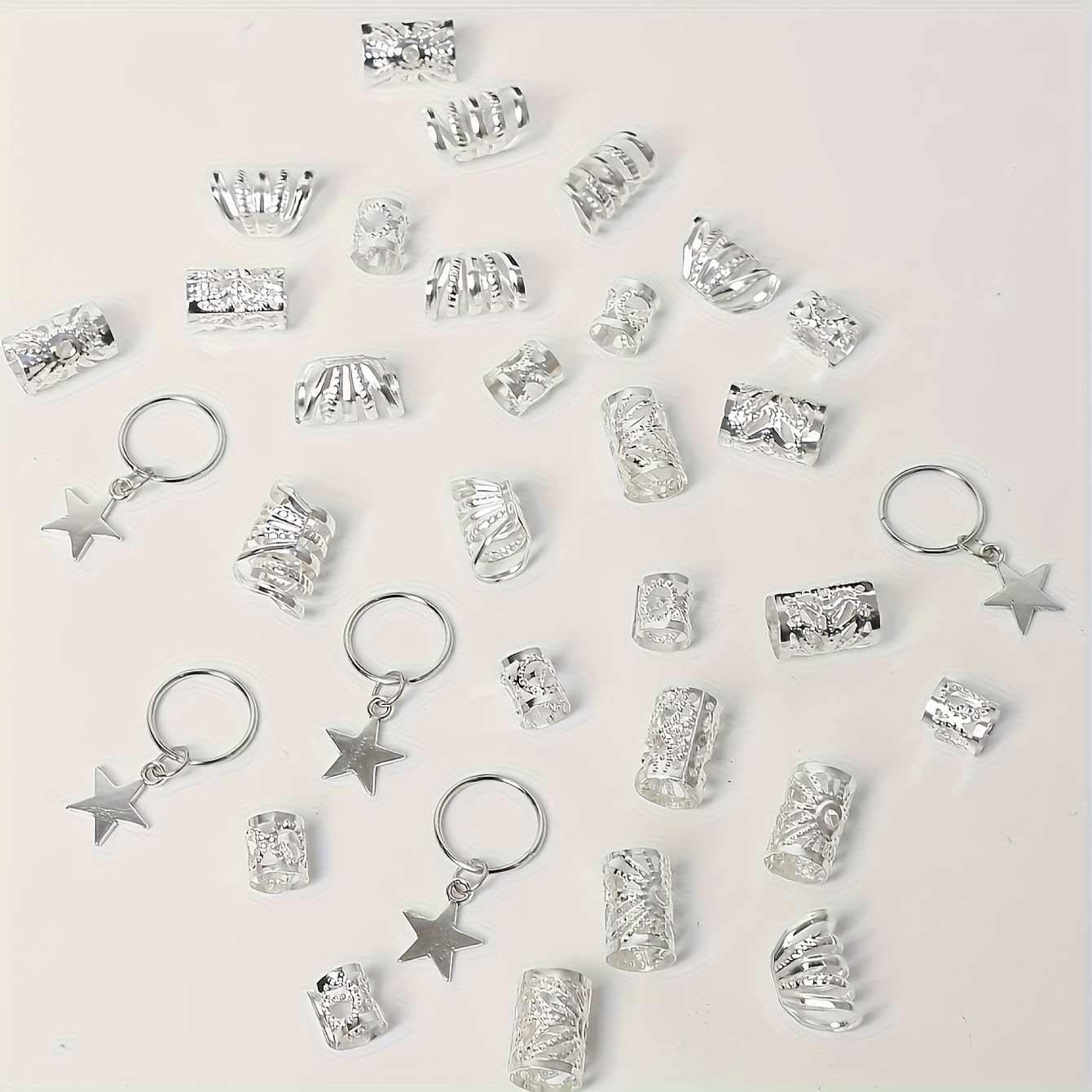 35pcs/set Five-pointed Hair Loops For Women & Dressing Up Hair Accessories Loc Hair Jewelry For Braids