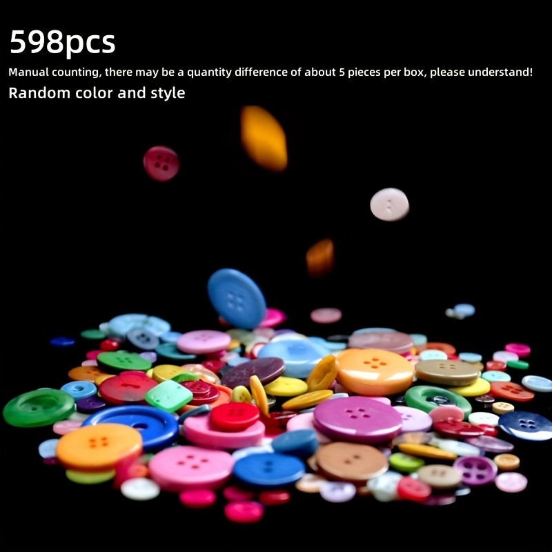 Image of 598pcs Resin Buttons Of Sizes, Circular Craft Buttons For Sewing Diy Crafts, Handmade Button Paintings For Children
