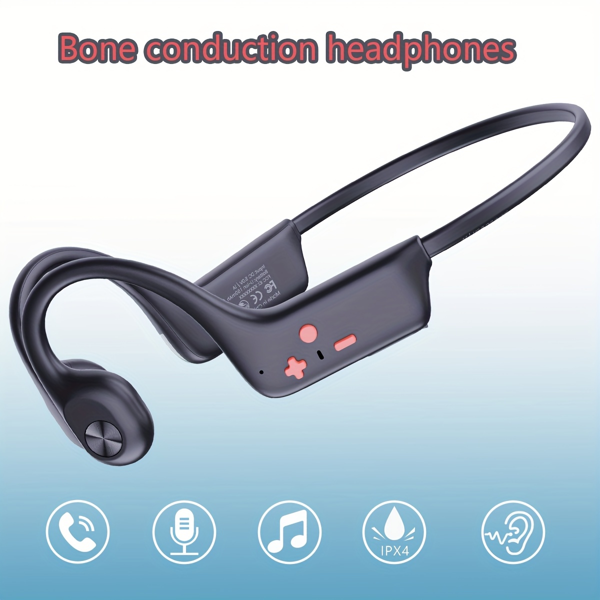 TEMU 2025 New Open-ear Wireless Bone Conduction Headphones, Of Playtime, , Suitable For Running, Cycling, And Everyday Use